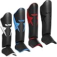 Elite Sports Muay Thai Shin Guards Kickboxing MMA Muay Thai Leg Instep Protective Pads, Martial Art Kicking Sparring Training Gear for BJJ Karate Boxing Taekwondo
