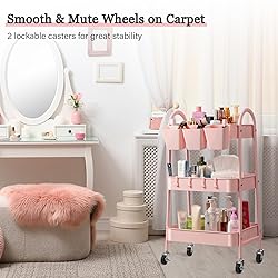 Danpinera 3-Tier Rolling Cart, Metal Storage Cart