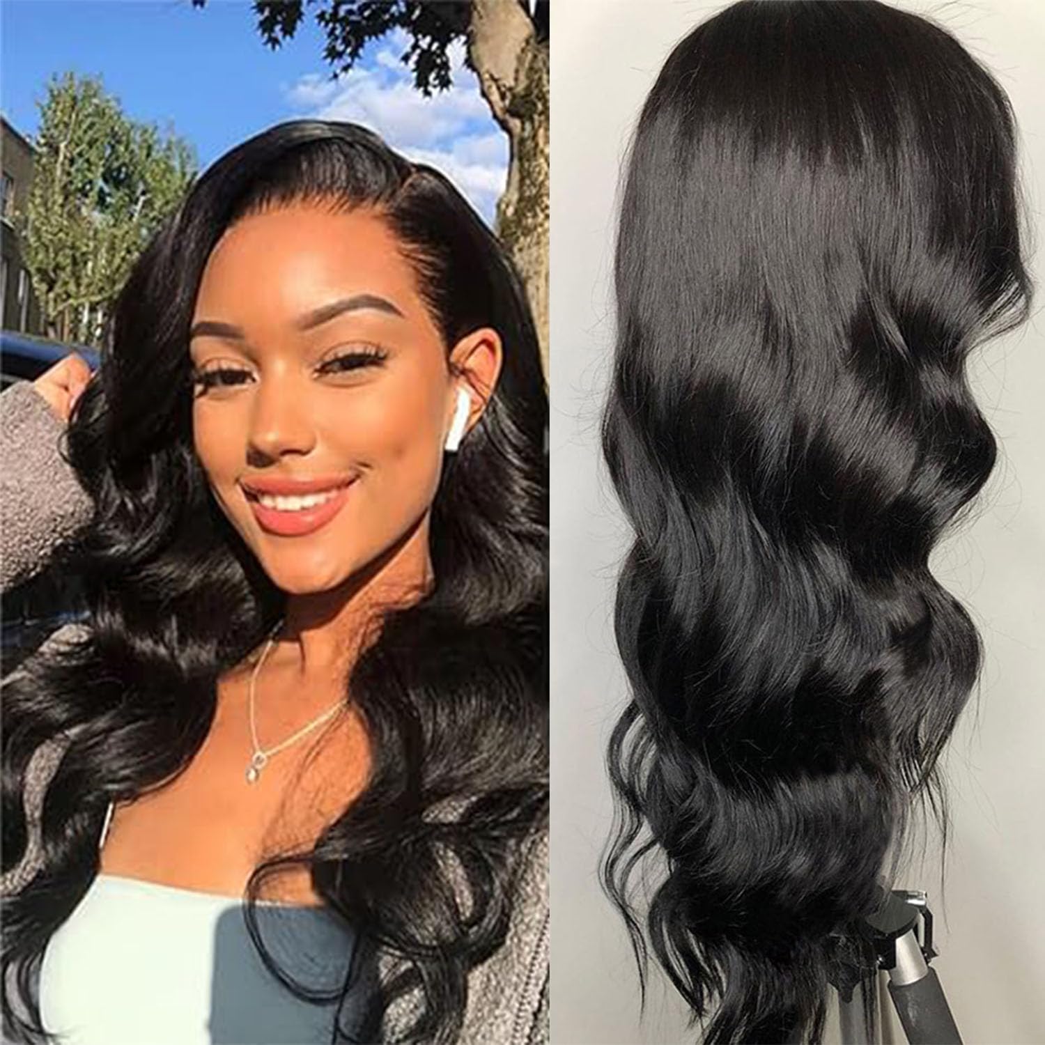 Body Wave Lace Front Wig For Women Human Hair 4x4 Transparent Lace Closure Wigs Natural Color Pre Plucked Bleached Knots Glueless 22 Inch