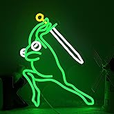 Alkkign Frog And Sword Neon Sign for Wall Decor Animal Neon Light Cool Frog LED Neon Sign Green Led Neon Light for Bedroom Store Man Cave Zoo Martial Arts School Decoration
