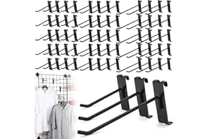 BIOBUBANA 60 Pcs Gridwall Hooks, 4/6/8 Inch Grid Wall Hook Display for Gridwall Panel, 20 Lbs Load Heavy Duty Hooks for Grid Wall Accessory, Metal Hook for Retail Store, Home Stroage, Garage, Trade Show (Black)