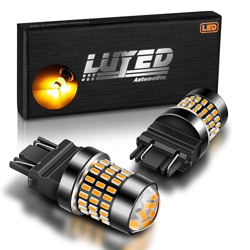 LUYED 3157 LED Bulb Turn Signal Lights Amber Yellow 1800 Lumens Super Bright 3056 3156 3057 3157 LED Bulbs with Projector for Tail Parking Brake Lights,Pack of 2