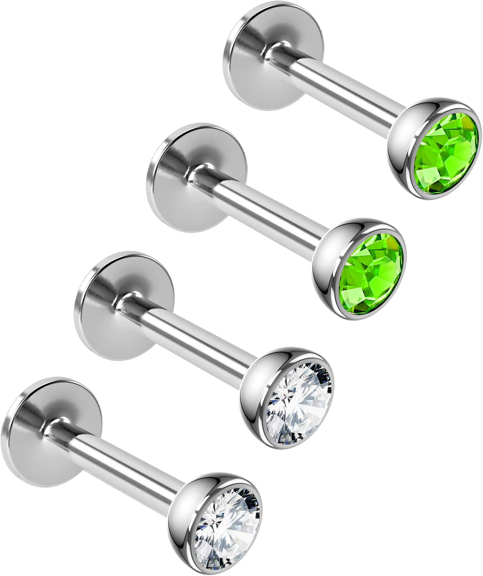 4pc 16g Surgical Steel Labret Monroe Lip Ring 3mm Halfball Tragus Earring Stud Piercing Jewelry 8mm