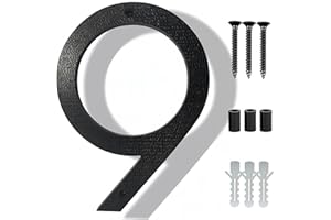 YIPUKIYI 8 Inch Floating Modern House Numbers For Outside Large House Numbers For Outside, Black Shadow Modern Home Address numbers With Easy Mounting Nail Kits For Outside, Visibility Number 9