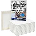16x20 10 PK 3/4" White Stretched Extra Large Canvas for Painting. 10oz White Canvas. Paint Art Canvases for Painting. Blank 16x20 Canvas, Cotton Artist Canvas for Oil Painting/Acrylic/etc.