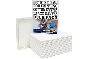 WHOLESALE ARTS AND FRAMES Stretched Canvas for Painting 18x24 10PK 3/4" 10 Oz. 18x24 Canvas Value Pack.Large Stretched Cotton Blank Canvas for Painting. 18 x 24 Canvases Bulk XL Rectangle Universal Triple Primed for Paint&Sip