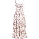 IBTOM CASTLE Women Corset Dress Sleeveless Spaghetti Straps Casual Dresses Boho Slit Lace Up Flowy Midi Bustier Sundress