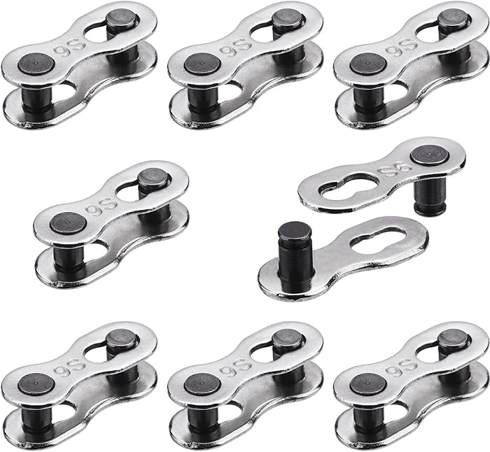 Hotop 8 Pairs Bicycle Missing Link for 6, 7, 8, 9, 10 Speed Chain, Silver, Reusable