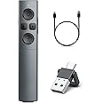 2-in-1 USB Type C Presentation Clicker, Rechargeable Wireless Presenter Remote, Clicker for PowerPoint Presentations, Pointer for Presentations Slide Advancer with Volume Control for Mac,Computer, PPT