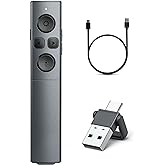 Presentation Clicker, Rechargeable Wireless Presenter Remote | 2-in-1 USB Type C Clicker for PowerPoint Presentations, Presenter Remote Slide Advancer with Volume Control for Mac,Computer