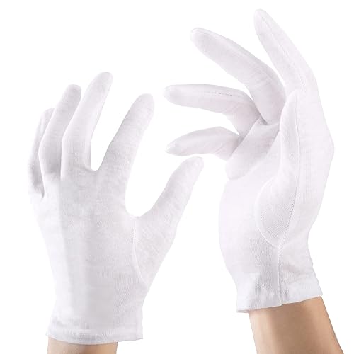 10 Pairs White Cotton Gloves for Dry Hands, Inspection Gloves Soft