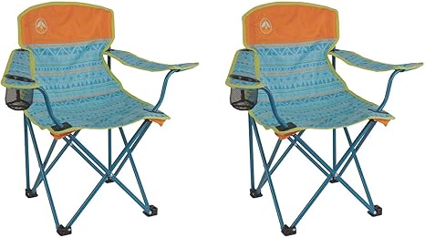 Coleman Kids Camping Glow In The Dark Teal Quad Chairs 2 Pack