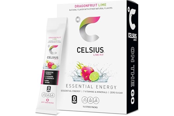 CELSIUS® On-The-Go Powder Sticks Dragonfruit Lime, Essential Energy 2.8 Oz