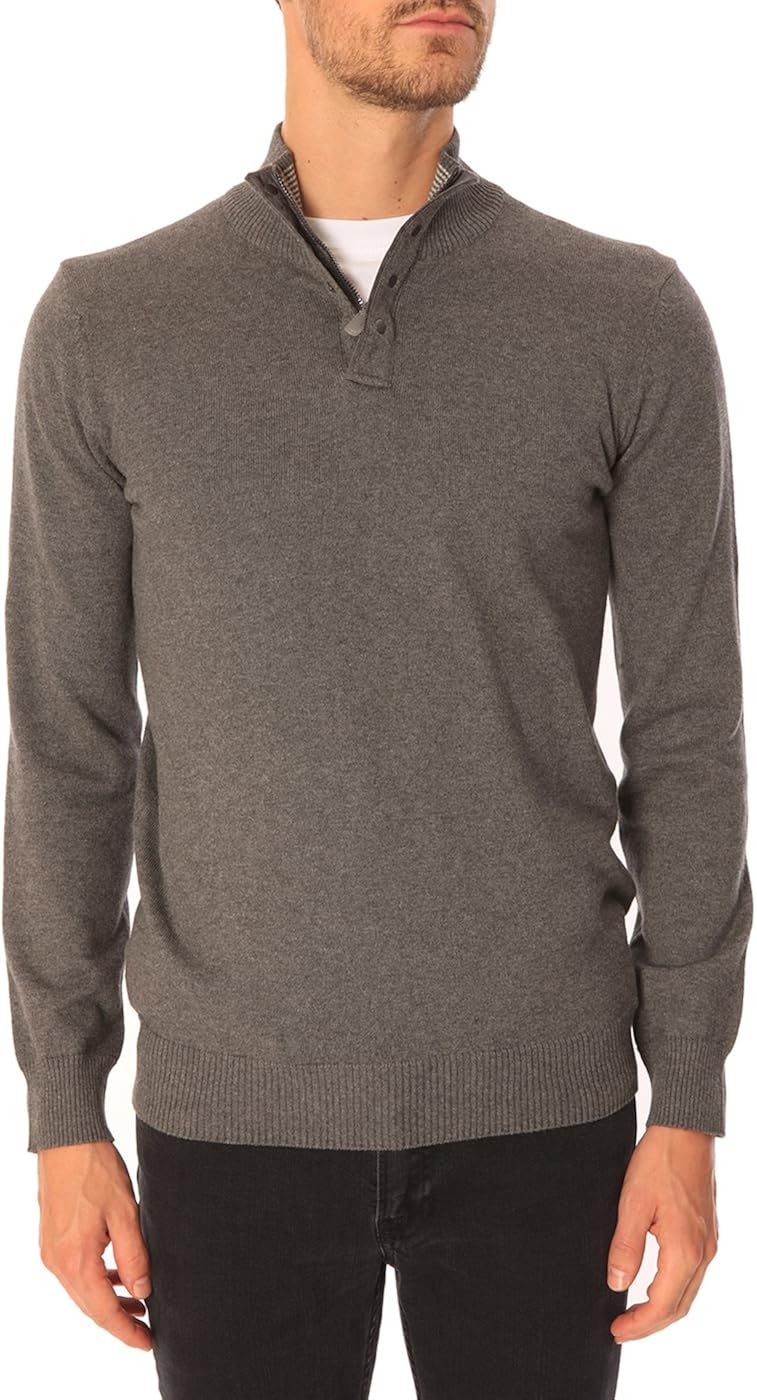 Cachemire Pull Col Zippe Homme Pull Col Camionneur BoutonnÃ© Pull