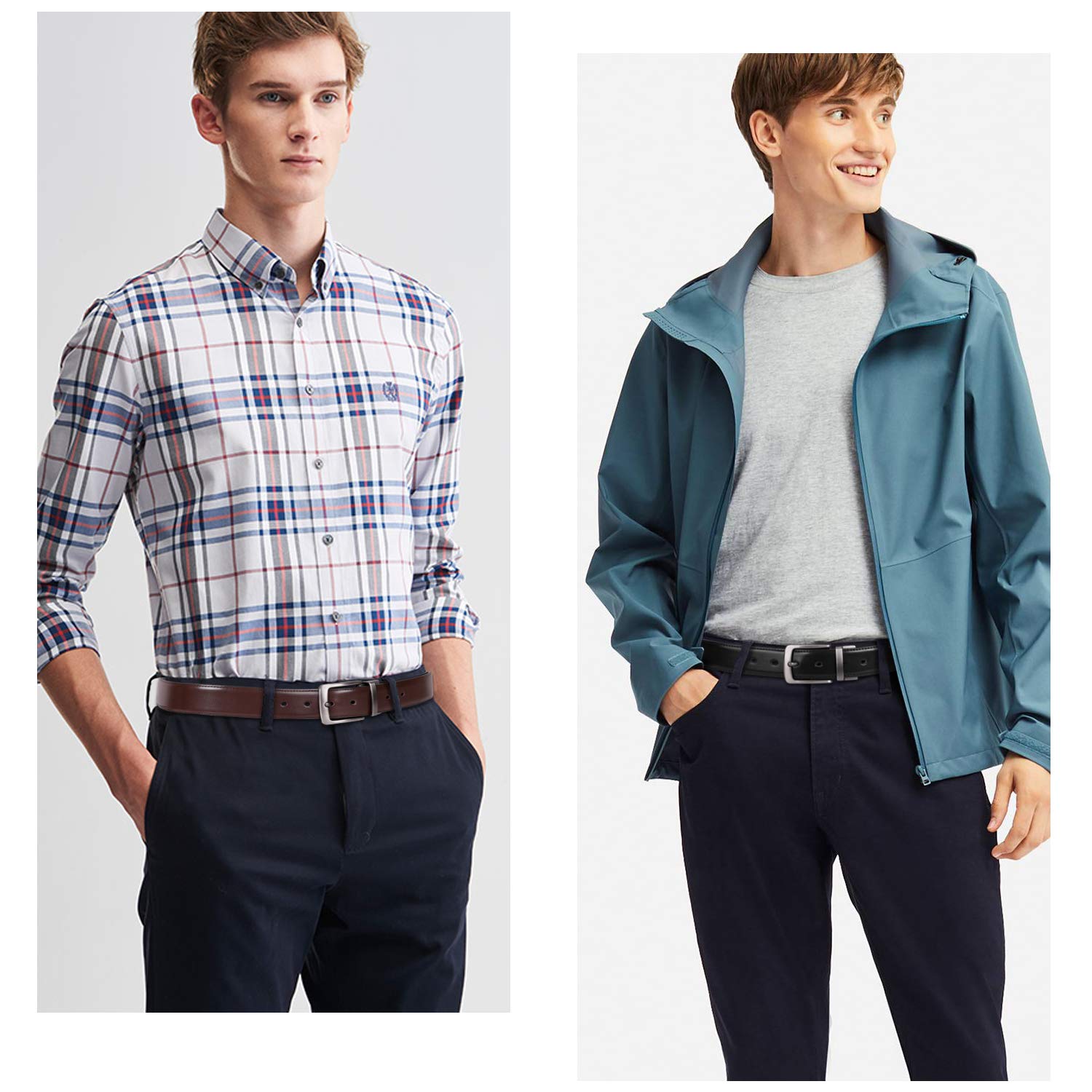 Men\'s Belt, Leather Reversible Belt for Men Black/Brown Dress Belt Rotate Buckle Gift Box