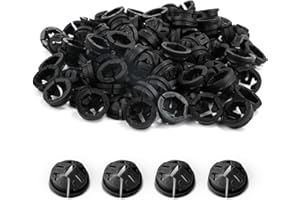 PEUTIER 200pcs Non-Metallic Push-in Cable Connectors, 3/8 Inch Trade Size Plastic Electrical Box Wire Inserts Button Push in NM Cable Connector for 1/2 Inch Knockouts (Black)