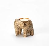 British Fossils Himalayan Marble Elephant Tea Light Holder Fossilstone 3" view 5
