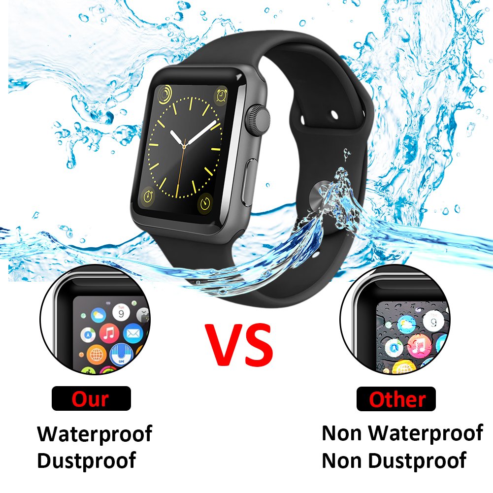 iWatch Screen Protector 38mm Series 3/2/1, Tempered Glass Screen Protector 3D Curved Edge HD Clear Anti-Scratch Bubble-Free Film for Apple Watch 38mm-Black