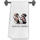 Elefeltclave Funny Cocktail Dachshund Kitchen Towels, Dachshund Lover Gifts Dish Tea Towels for Kitchen Decor, Weiner Dog Doxie Gifts for Women Decorative Hand Towels, 16x24 Inch