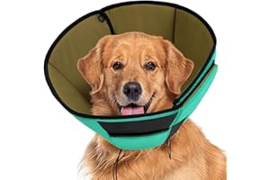 Preferhouse Soft Dog Cone for Large Dogs, Cone for Dogs to Stop Licking, Breathable Pet Surgery Collar Cone for Extra-Large Pets, Green XL