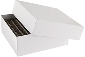 Alkali Scientific SB2CC-100 White 2" Cardboard Freezer Box with 100-Cell Divider, 5-1/4" Length x 5-1/4" Width x 2" Height (10 boxes/pk)