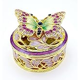 JWT Astyle Elegant Butterfly Jewelry Trinket Boxes.Enameled Decorative Keepsake Ring Box Holder Necklace Earrings Organizer Home Decor.Butterfly Gifts for Women