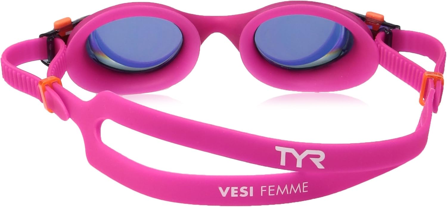 TYR Women Vesi Femme Mirrored Low Profile Swimming Goggles - Gold/Pink/Pink, Small - Image 3