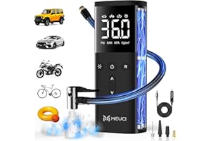 MEUCI Tire Inflator Portable Air Compressor - Fast Cordless Air Pump for Car Tires, 150 PSI Electric Bike Tire Pump with LED Light & Digital Pressure Gauge for Motorcycle, Bicycle, Auto & Balls
