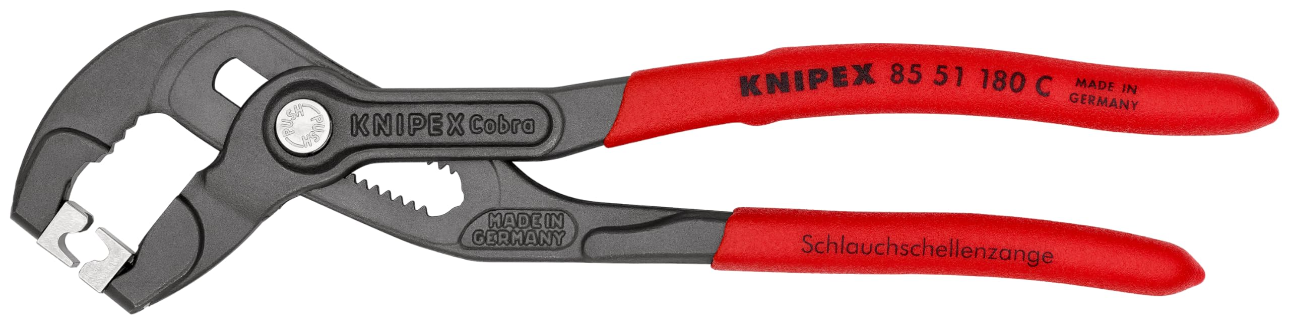 KNIPEX Hose Clamp Pliers for Click Clamps Self-Service Card with Non-Slip Plastic Coating 180 mm, 85 51 180 C SB — image 1
