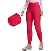 CRZ YOGA Womens Fleece Lined Workout Joggers with Pockets 27.5" - Hiking Running Outdoor Pants Water Resistant Winter Warm