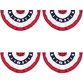American Pleated Fan Flag,3 X1.5 Ft USA Patriotic Flag Bunting Half Fan Banner Decoration Indoor/Outdoor (4pcs)