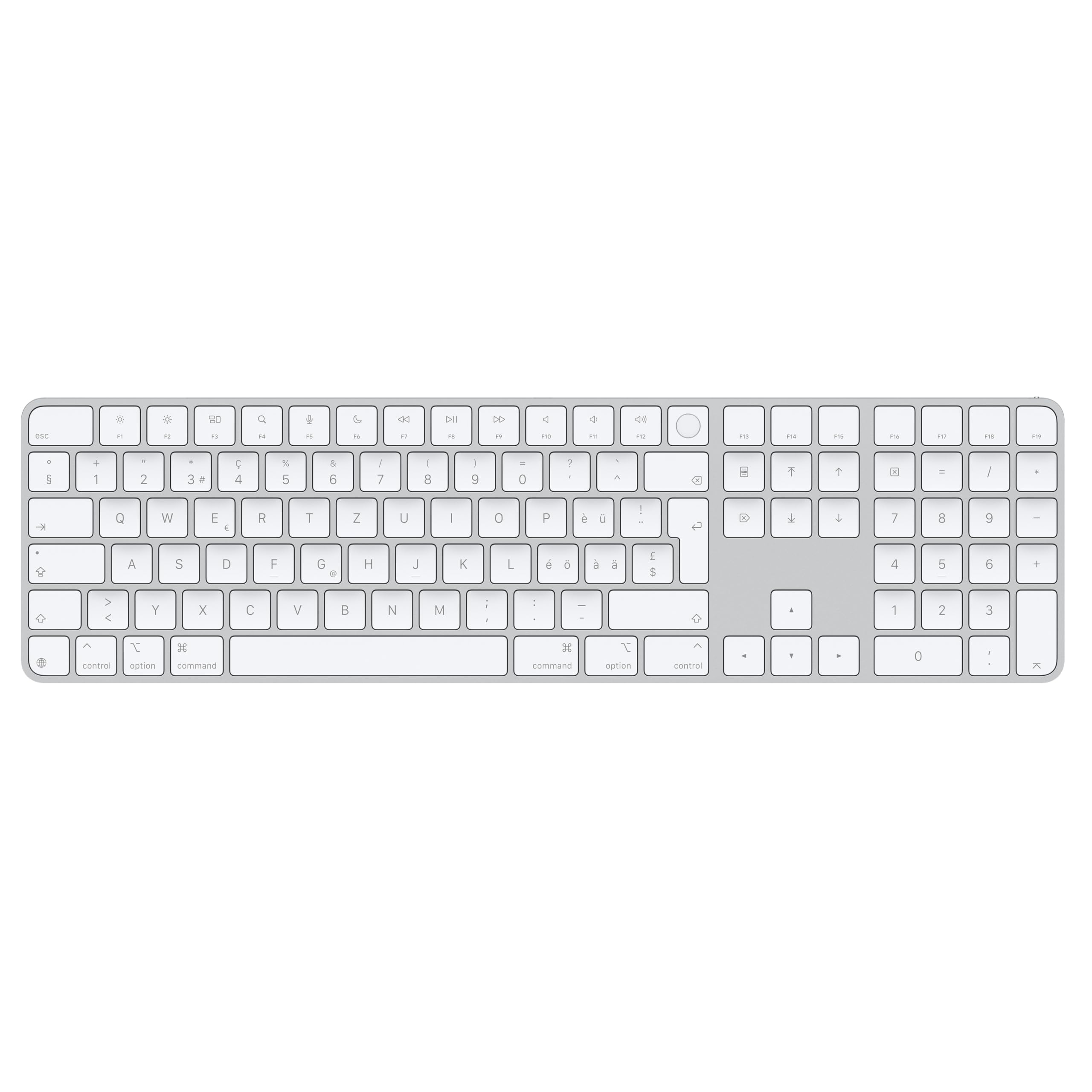 Apple Magic Keyboard mit Touch ID und Ziffernblock für Mac Modelle mit Apple Chip – Schweiz – Weiße Tasten ​​​​​​​