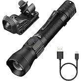 ULTRAFIRE E5 Rechargeable Tactical Flashlight with Holster for Police | 1350 Lumens, 6 Modes, Adjustable Zoom, 1,476 FT Beam and 360-Degree Belt Holster for Patrols, Security and Emergency Response