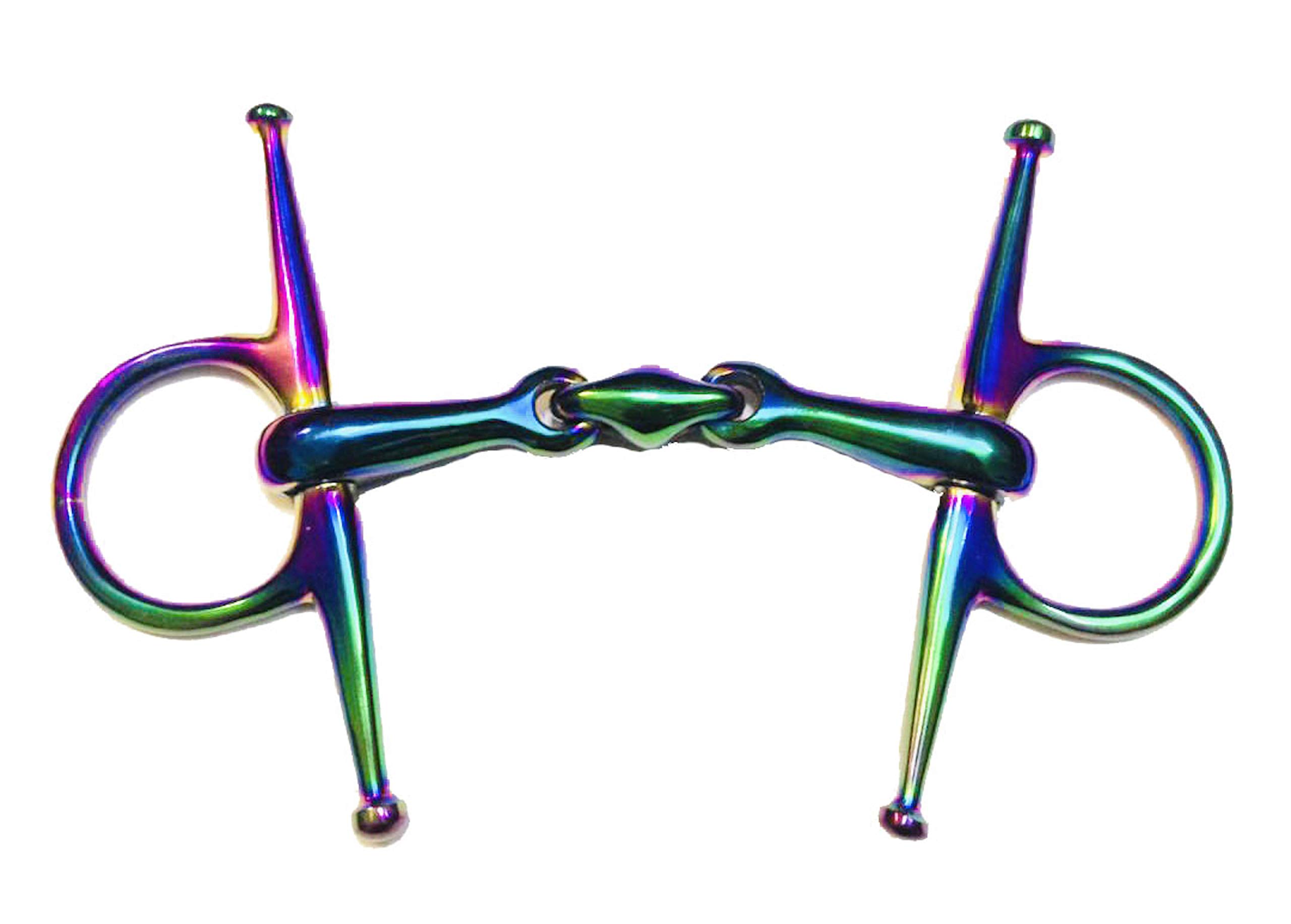 EXTREME Full Cheek RAINBOW Jointed HORSE BIT S/Steel Eggbut Snaffle 4",4.5",5",5.5" (Rainbow, 4 Inches)