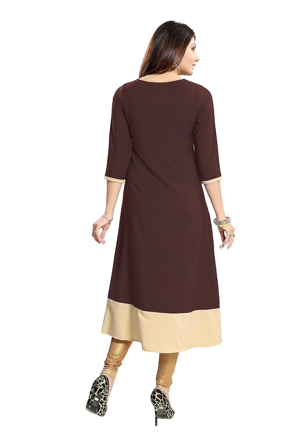 alc creation women's faux crepe a-line kurti