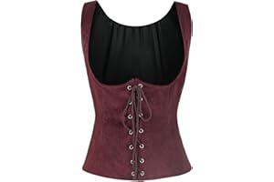 Teyujosem Women's Pirate Vest Renaissance Steampunk Corset Medieval Bodice
