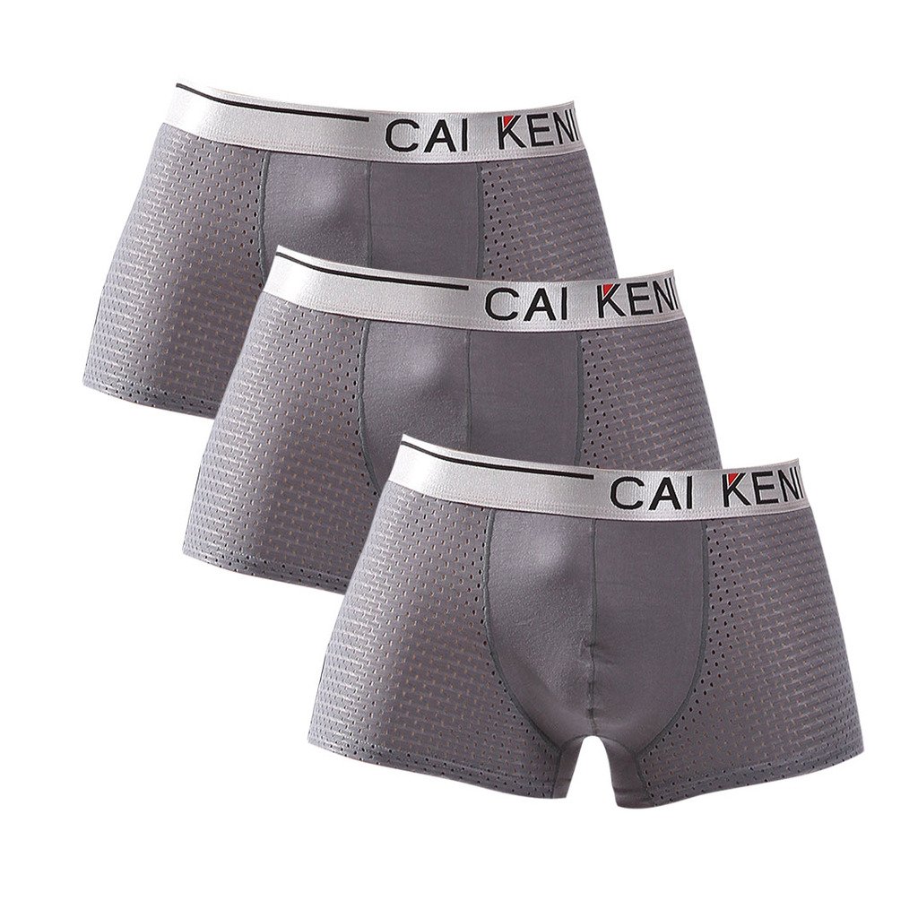 CAIKENI Men 3 PIC Underwear Trunks Comfort Soft Boxer Short Grey XXXL