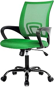 Simple Home Ergonomic Desk Office Chair Mesh Computer Chair, Lumbar Support Modern Executive Adjustable Stool Rolling Swivel Chair for Back Pain, Chic Modern Best Home Computer Office Chair - Green