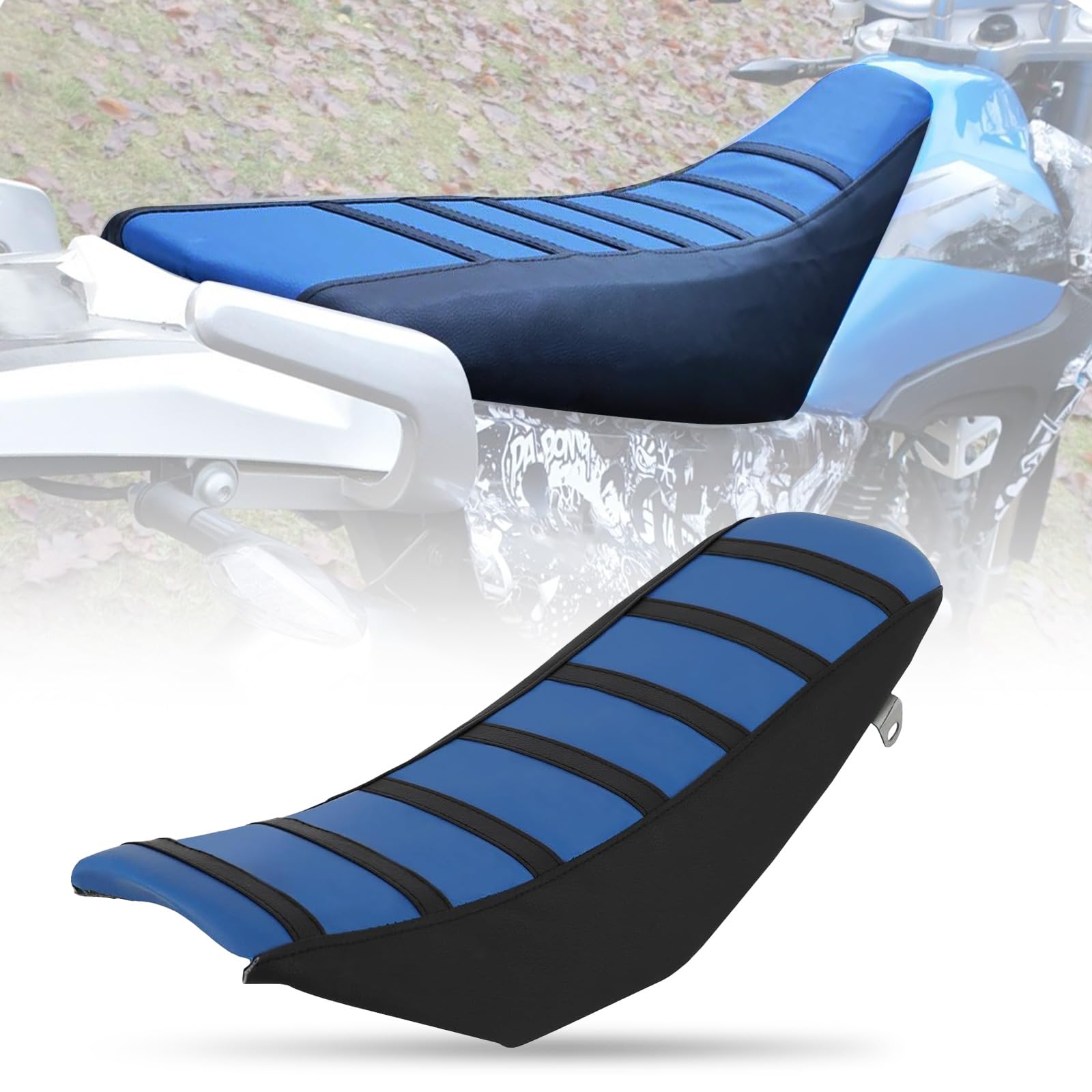 JFG RACING Motorcycle Seat Cover,Universal Motorcycle Rubber Gripper Soft Covers for Motorcycle Dirt Bike Pit Bike Off-Road-Blue