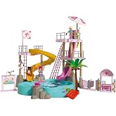 Playmobil | Barbie x Barbie Waterpark | Summer Adventure with Barbie, Nikki &amp; Daisy | Large Water Park with Real Water, Slides &amp; Pool | for Children Aged 4+ | 72120