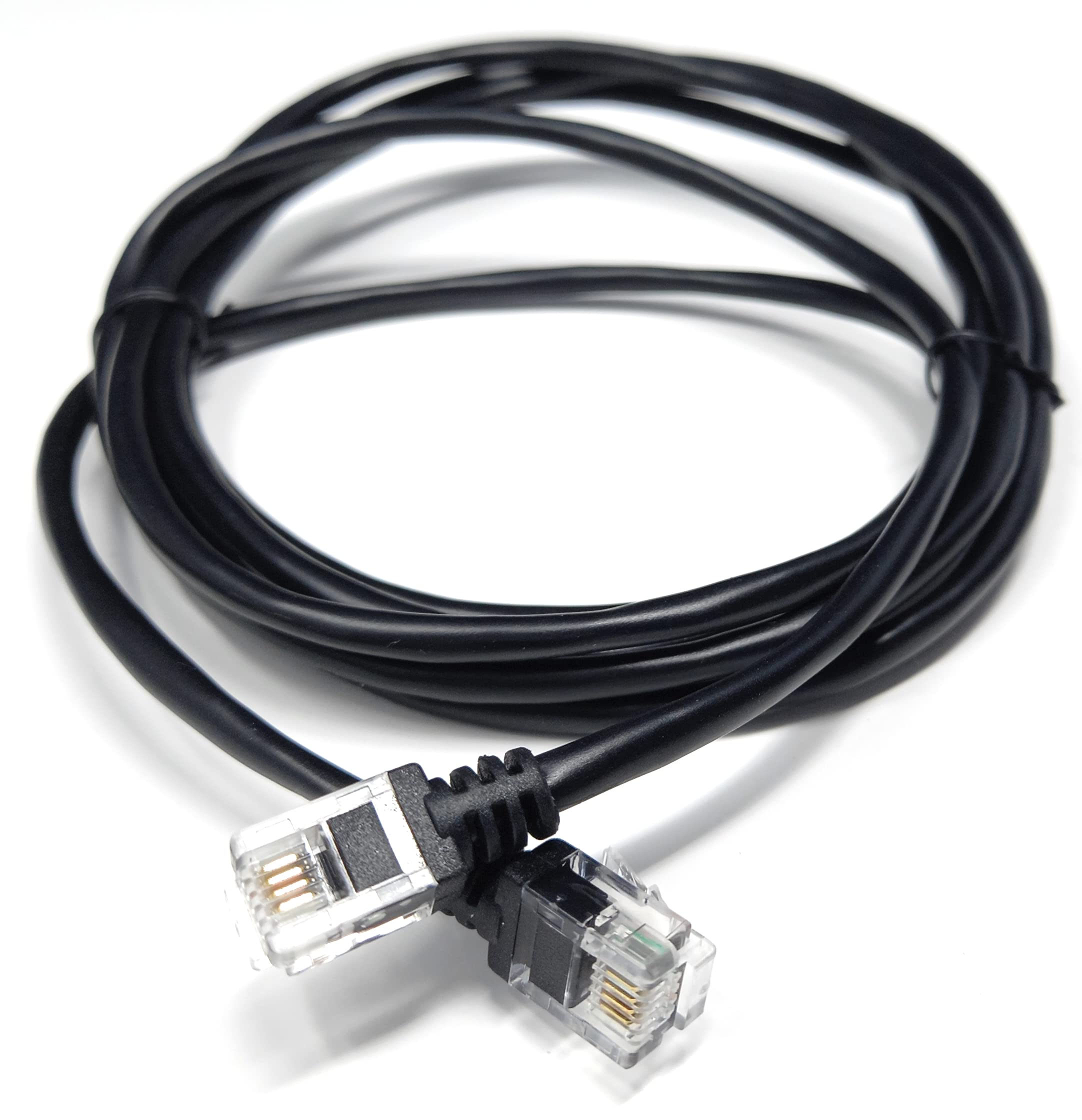 DRUT 2m RJ11 to RJ11 ADSL 2 High Speed Broadband Modem Telephone Cable Transmits Data Up to 100 Mbits/sec, 26 AWG Supports Analogue or Digital (DSL/ISDN) Applications 6.5ft Black