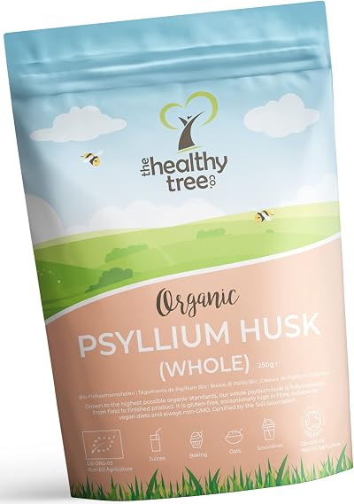 TheHealthyTree Company Organic Psyllium Husk Whole 250g High Fibre Prebiotic