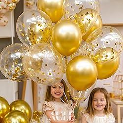 AULE Party Balloons Pack of 42 - Metallic Gold