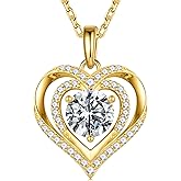 MOOSEA Valentines Day Gifts for Her - 925 Sterling Silver Double Heart Moissanite Necklace, 1-3 Carat Lab Created Moissanite Anniversary Birthday Gift for Women Wife Girlfriend Mom