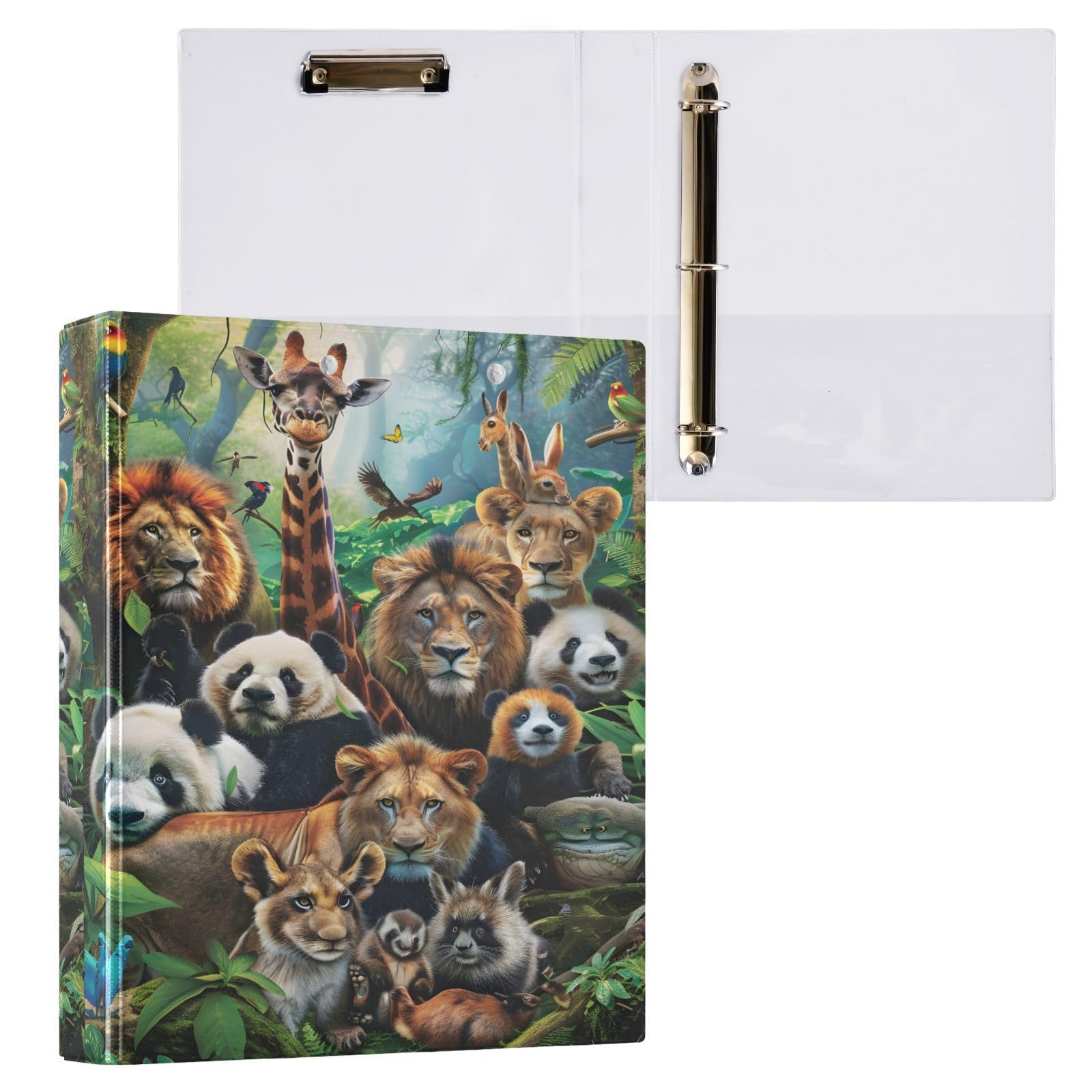 Photo 1 of 3 Ring Binder Animals 1.5" Round Ring Binders View Binder with 200 Sheet for Women Men Office Kids School Supplies, 1 Pack