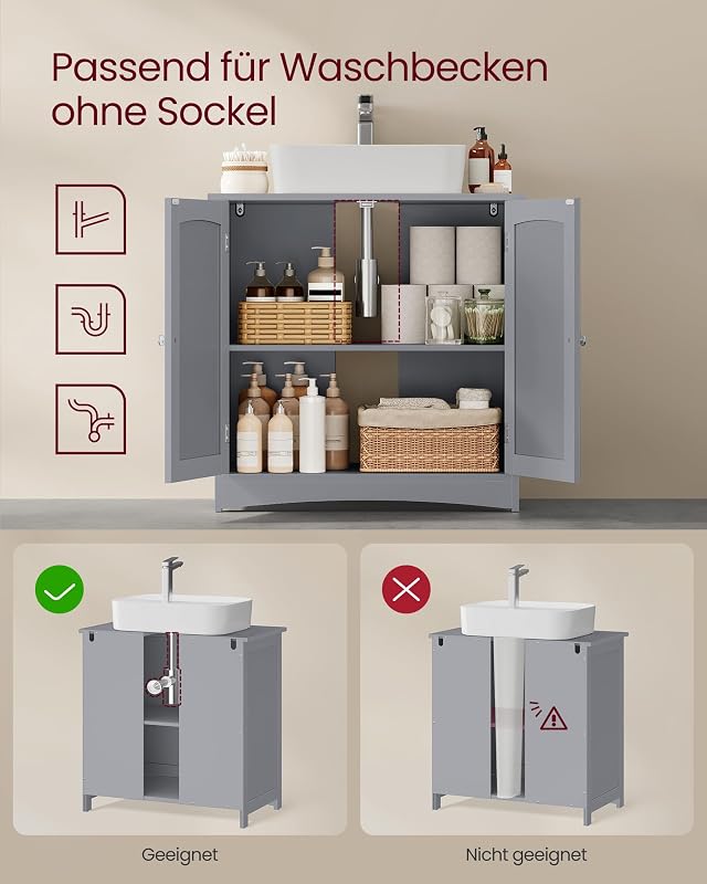 Waschbeckenunterschrank, 2 Türen, 40 x 70 x 70 cm