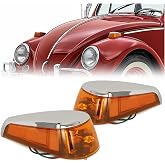 HECASA Turn Signal Lights Compatible with 1970-1979 BUG | Pair; Compatible with 1970-1979 VW BUG Volkswagen Super Beetle Thing Halogen; Front Turn Signal Lamp w/Bulbs Amber Lens