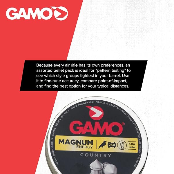 GAMO AIR RIFLE PELLET COMBO PACK – .177 OR .22 CALIBER PERFORMANCE PELLETS WITH HUNTER, MAGNUM, MASTER POINT AND MATCH STYLES FOR TARGET SHOOTING AND HUNTING.