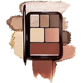 JOOCYEE 6 Color Multi-Use Face Palette, 5 in 1 Makeup Kit with Eyeshadow Blush Contour Highlighter Lip Color, Travel-Friendly Lookbook Design for Seamless Daily Glow - Warm Brown Look