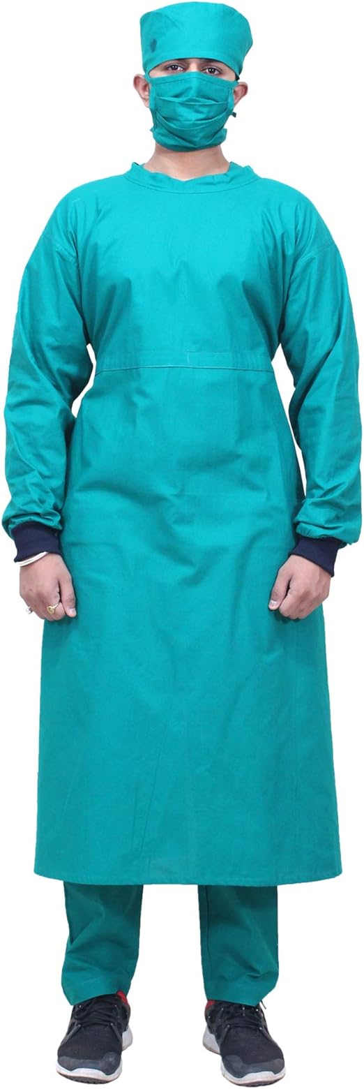 SATYAM Green 100 Cotton, Reusable Unisex Doctor Gown, O.T. Gown